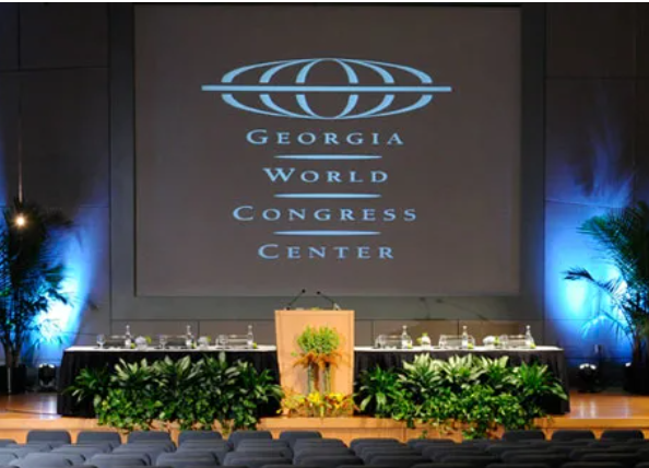 Conference stage setup at Georgia World Congress Center